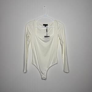 NEW Long Sleeve Bodysuit Ivory JLUXLABEL Stretch Size M